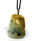 Baikalla Jewelry Jade Carving Necklace Natural Honey Yellow Jadeite Jade "Rooster" Pendant Necklace For Men, Collectibles.