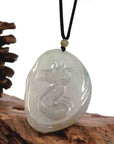 Baikalla Jewelry Jade Carving Necklace Baikalla "Roaring Dragon" Natural Jadeite Jade Lavender Green Pendant Necklace For Men, Collectibles.