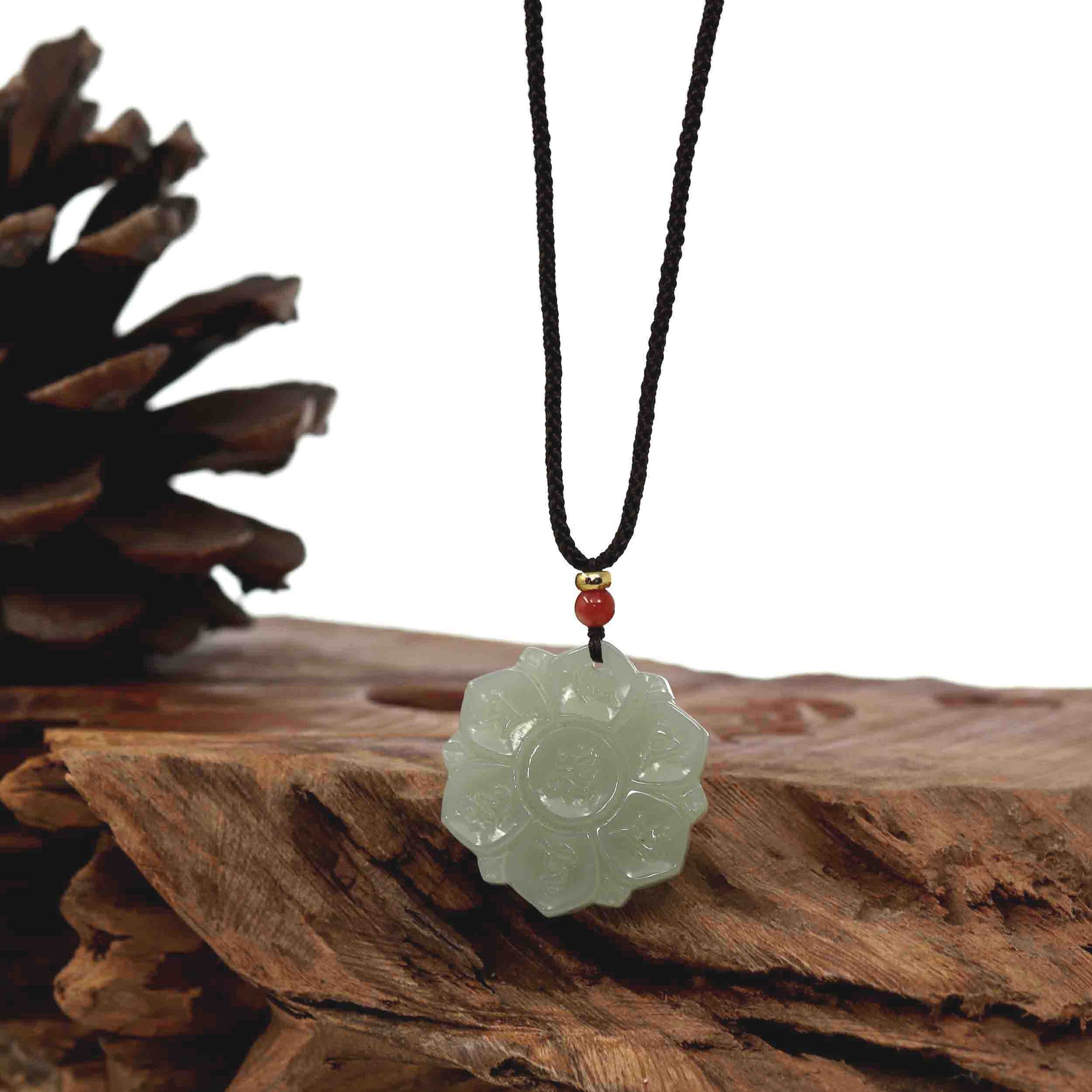 Baikalla Jewelry Jade Pendant Necklace Baikalla Genuine White Nephrite Jade Lotus Pendant Necklace