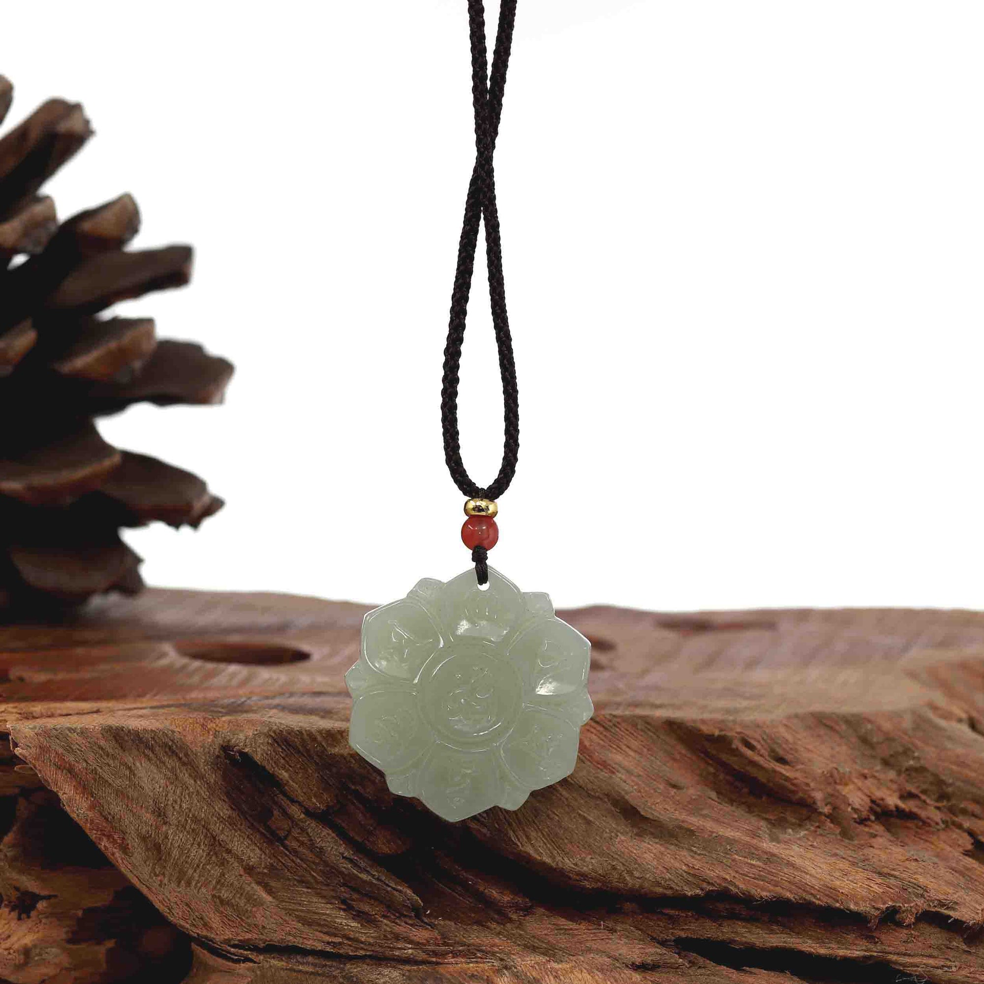 Baikalla Jewelry Jade Pendant Necklace Baikalla Genuine White Nephrite Jade Lotus Pendant Necklace