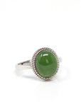 Baikalla Jewelry Jade Ring Baikalla™ "Classic Oval" Sterling Silver Real Green Nephrite Jade Classic Ring For Her