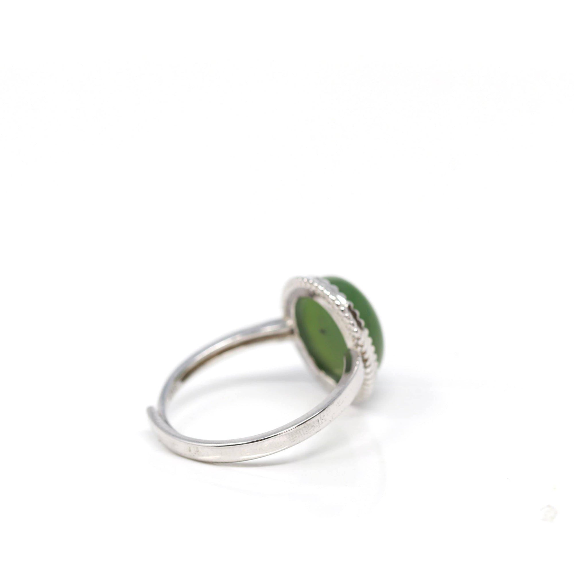 Baikalla Jewelry Jade Ring Baikalla™ &quot;Classic Oval&quot; Sterling Silver Real Green Nephrite Jade Classic Ring For Her