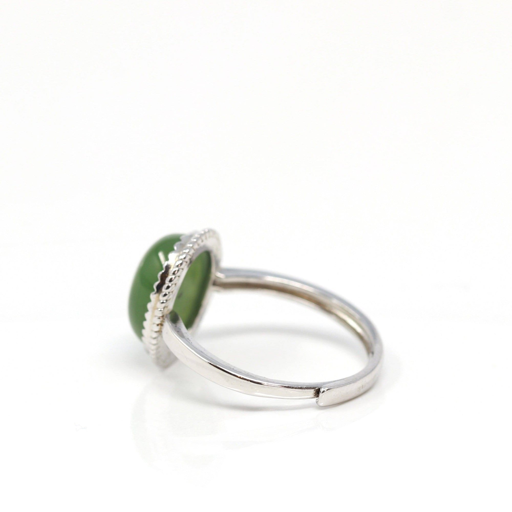 Baikalla Jewelry Jade Ring Baikalla™ "Classic Oval" Sterling Silver Real Green Nephrite Jade Classic Ring For Her