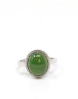 Baikalla Jewelry Jade Ring Baikalla™ "Classic Oval" Sterling Silver Real Green Nephrite Jade Classic Ring For Her