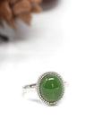 Baikalla Jewelry Jade Ring Baikalla™ "Classic Oval" Sterling Silver Real Green Nephrite Jade Classic Ring For Her