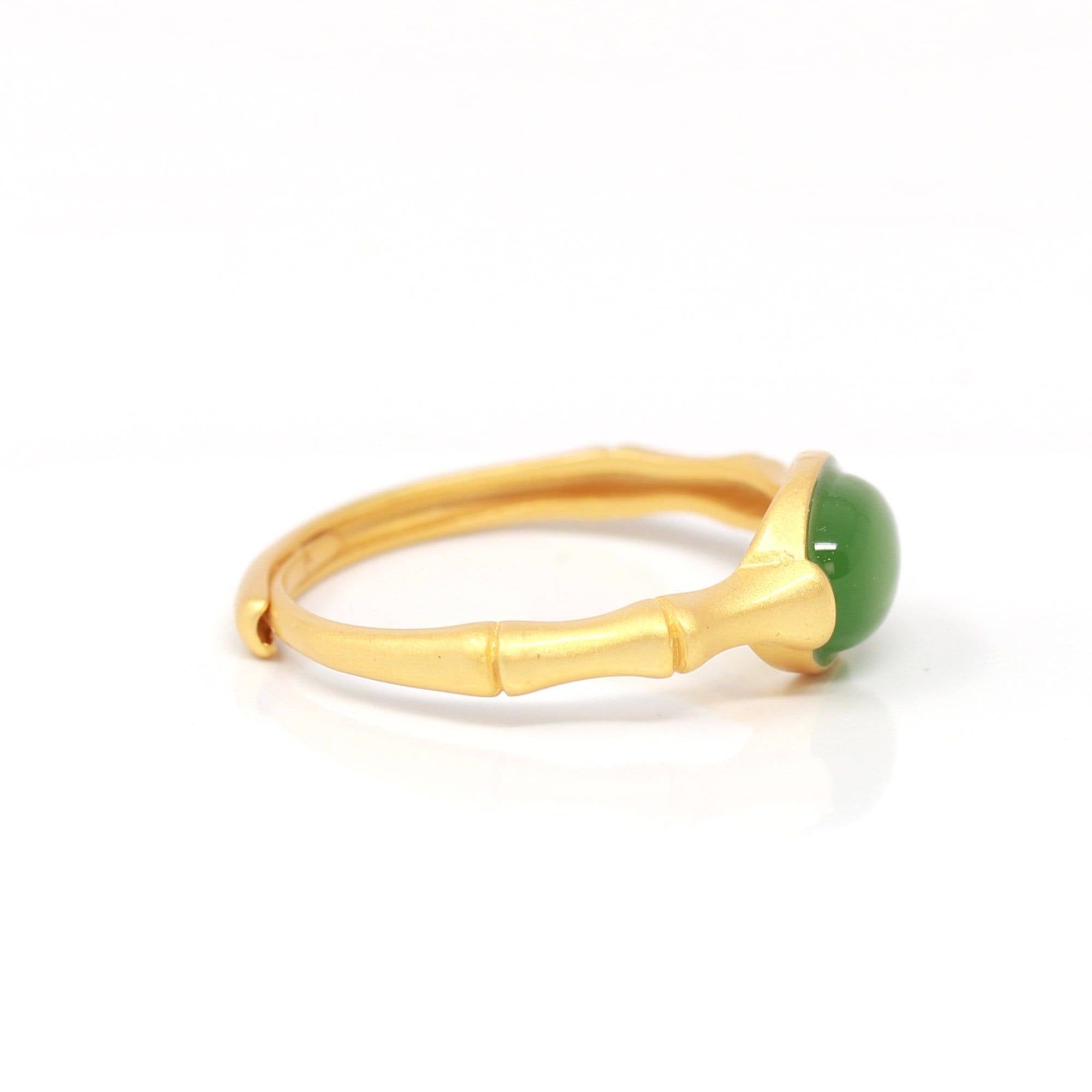 Baikalla Jewelry Jade Ring Baikalla™ "Classic Oval" Sterling Silver Real Green Nephrite Jade Bamboo Ring For Her