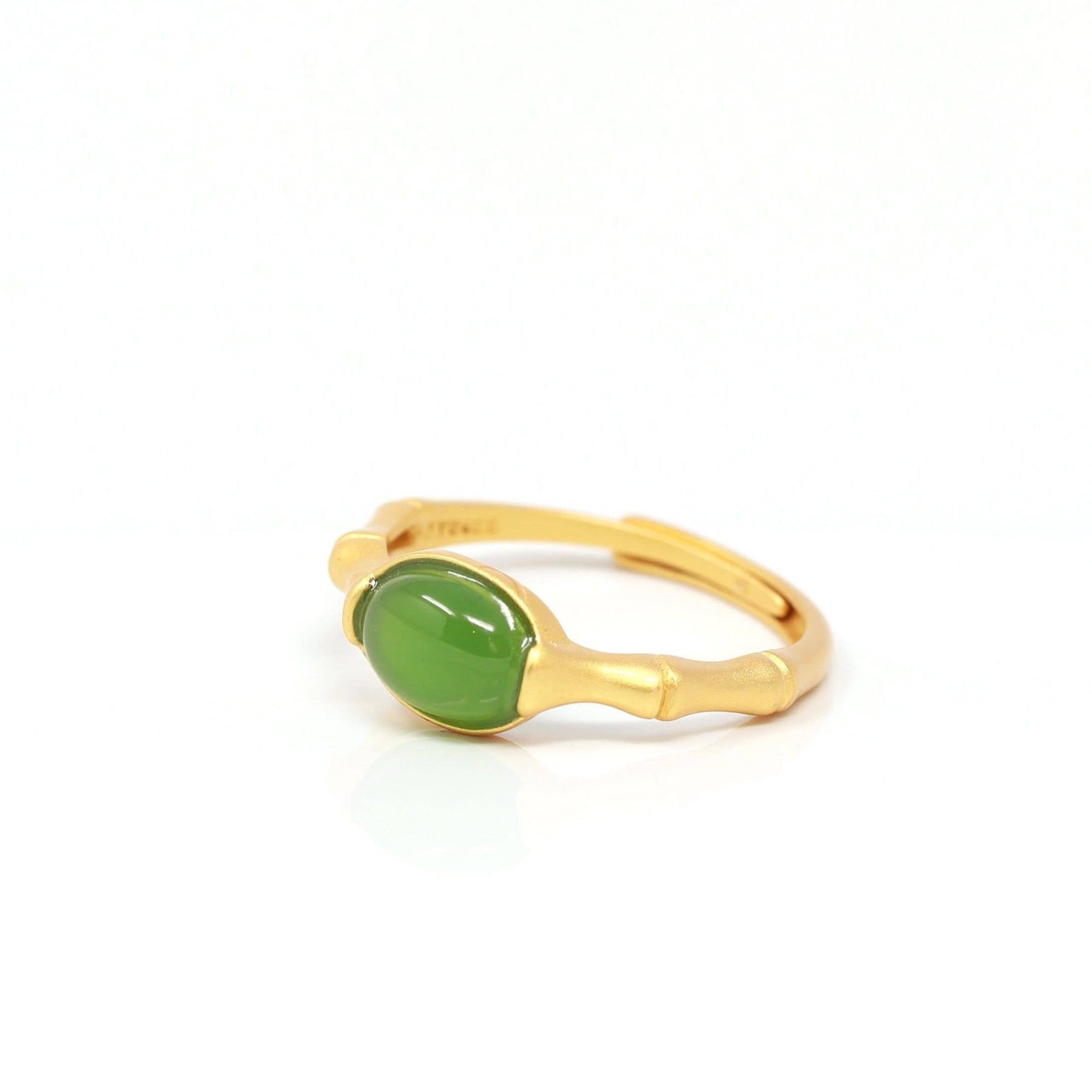 Baikalla Jewelry Jade Ring Baikalla™ &quot;Classic Oval&quot; Sterling Silver Real Green Nephrite Jade Bamboo Ring For Her