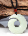 Baikalla Jewelry Jade Pendant Necklace Baikalla™ "Dragon Good Luck Pattern" Genuine HeTian White Nephrite Jade Symbol Pendant Necklace