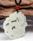 Baikalla Jewelry Jade Pendant Necklace Baikalla "Jade Dragon In Cloud" Genuine White Nephrite Jade Dragon Pendant Necklace