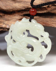 Baikalla Jewelry Jade Pendant Necklace Baikalla "Jade Dragon In Cloud" Genuine White Nephrite Jade Dragon Pendant Necklace