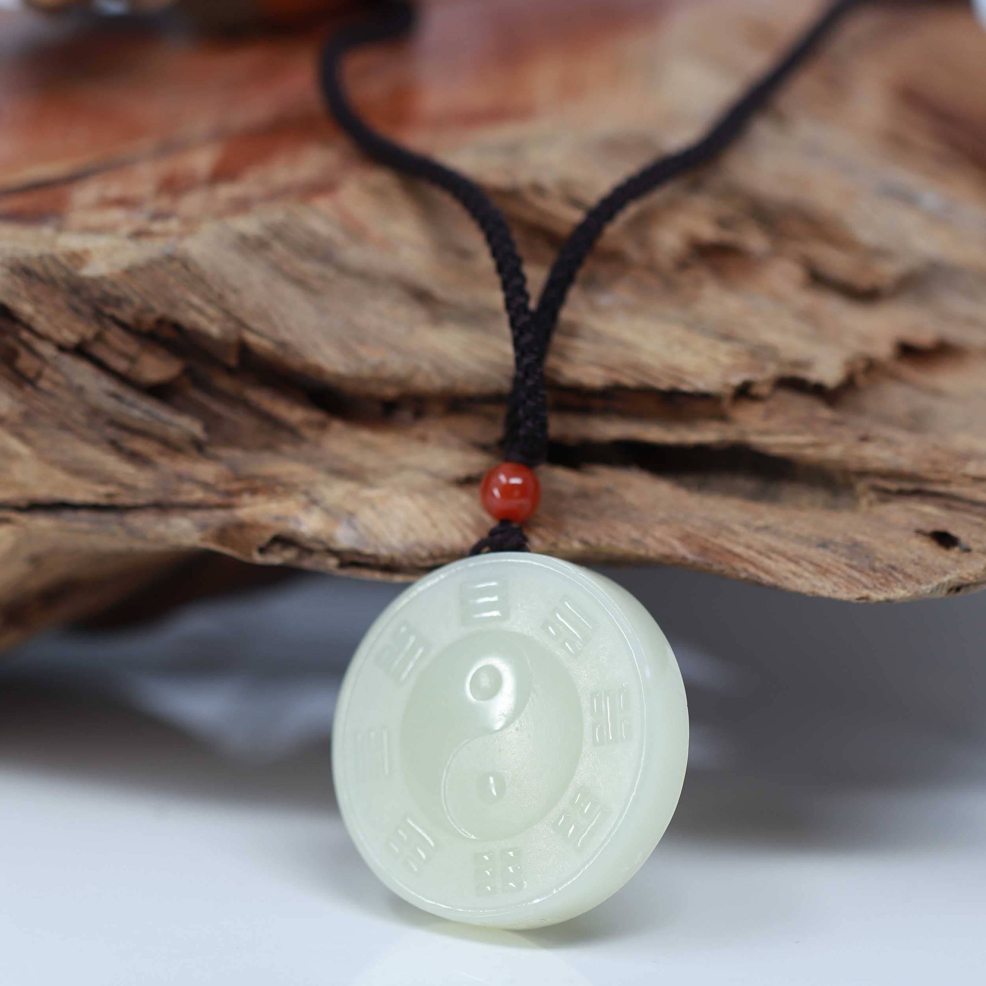 Baikalla Jewelry Jade Pendant Necklace Baikalla™ &quot;Classic Yin Yang&quot; Genuine HeTian White Nephrite Jade Yinyang Pendant Necklace