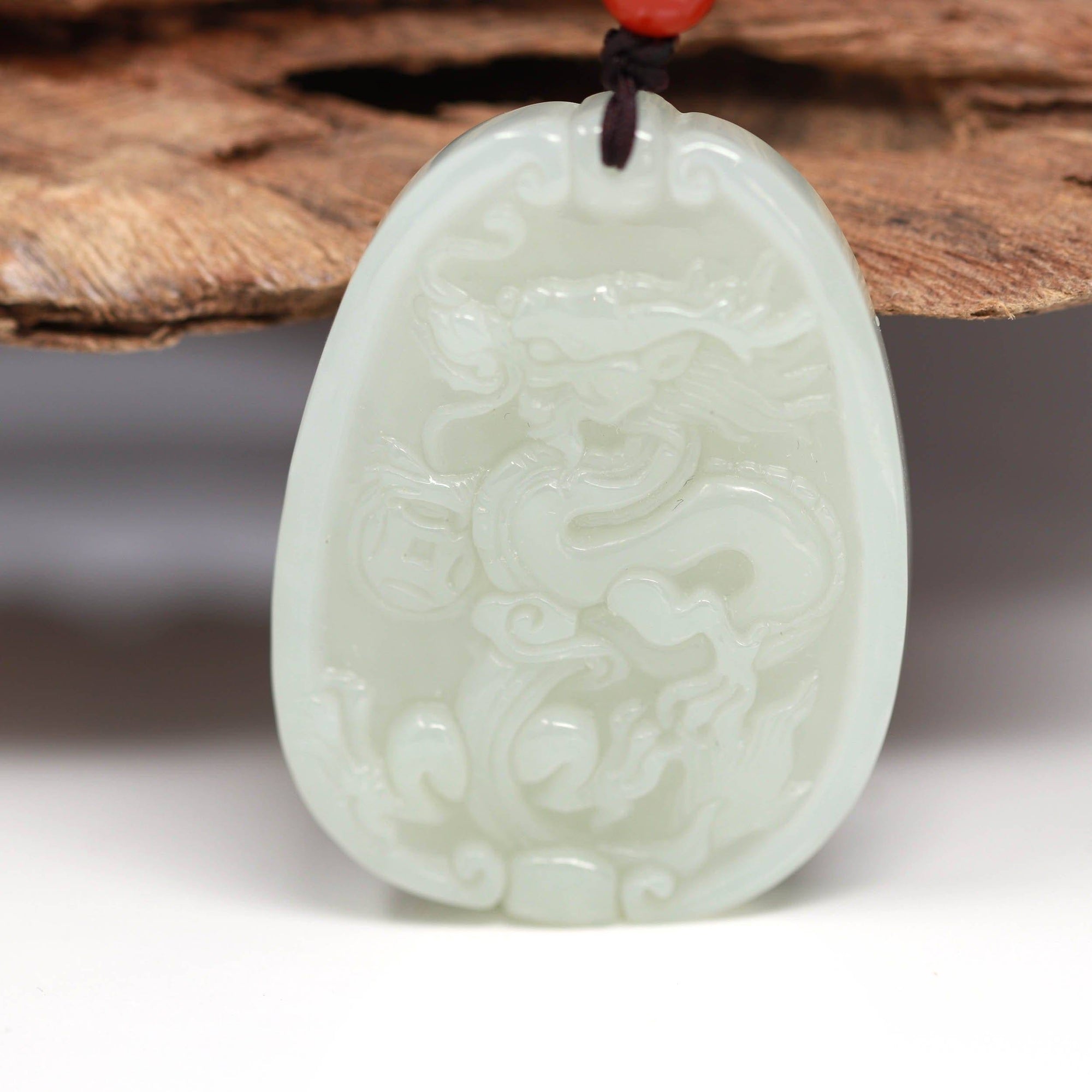 Baikalla Jewelry Jade Pendant Necklace Baikalla™ Genuine HeTian White Nephrite Jade Dragon Pendant Necklace