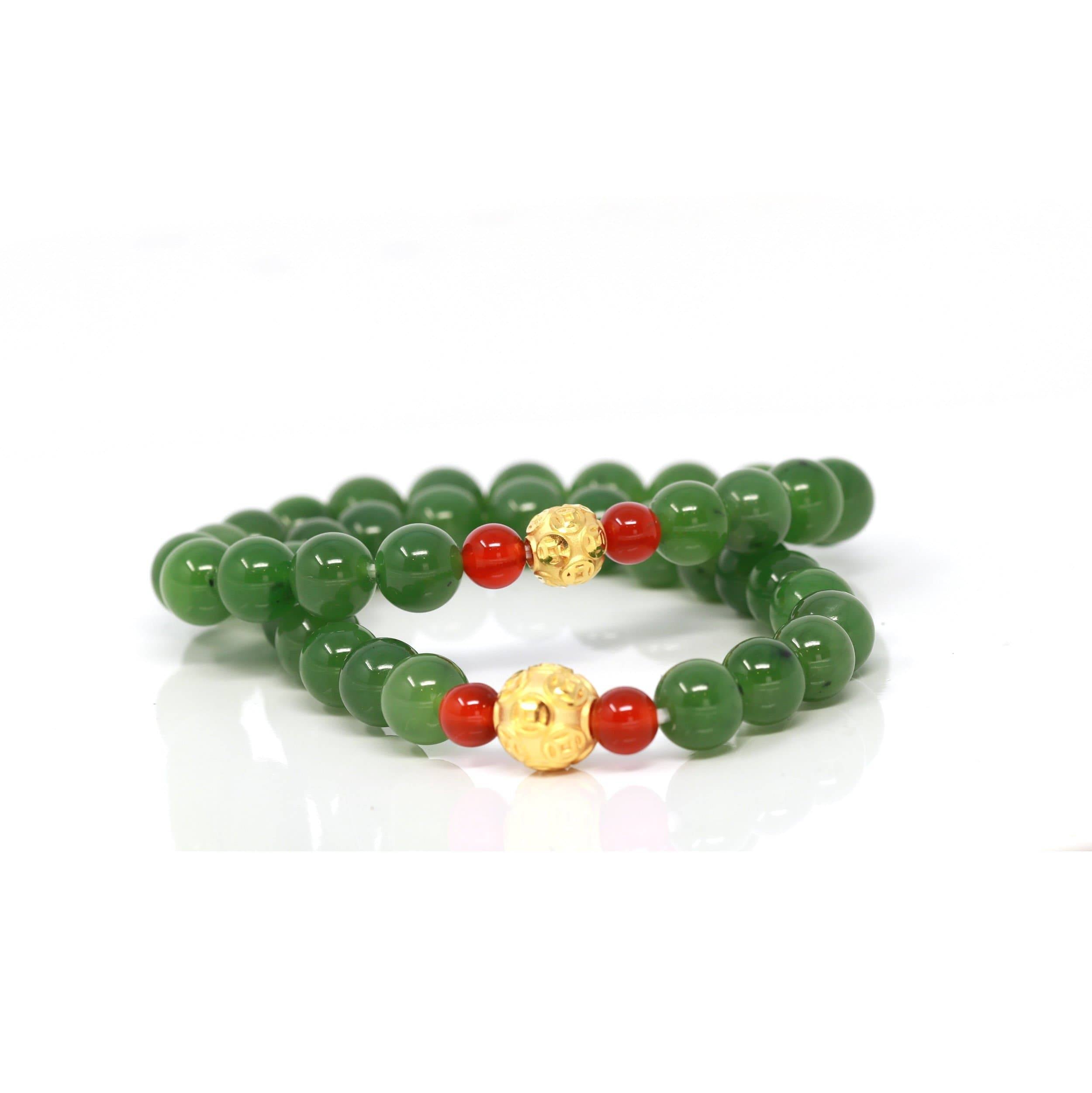 Bracelet outlet of Genuine 14kt gold beads and Tourmaline Jade