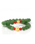 Baikalla Jewelry jade beads bracelet 6 inches / Money Bead S 24K Pure Yellow Gold Money Beads With Genuine Green Jade Round Beads Bracelet Bangle ( 8 mm )