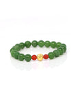 Baikalla Jewelry jade beads bracelet 24K Pure Yellow Gold Money Beads With Genuine Green Jade Round Beads Bracelet Bangle ( 8 mm )