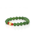 Baikalla Jewelry jade beads bracelet 24K Pure Yellow Gold Money Beads With Genuine Green Jade Round Beads Bracelet Bangle ( 8 mm )