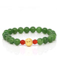 Baikalla Jewelry jade beads bracelet 24K Pure Yellow Gold Money Beads With Genuine Green Jade Round Beads Bracelet Bangle ( 8 mm )