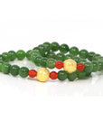 Baikalla Jewelry jade beads bracelet 24K Pure Yellow Gold Buddha Symbol With Genuine Green Jade Round Beads Bracelet Bangle ( 8 mm )