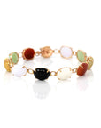 Baikalla Jewelry Gold Jade Bracelet 14k Yellow Gold Multi-Color Jadeite Jade Bracelet ( 7 in )