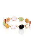 Baikalla Jewelry Gold Jade Bracelet 14k Yellow Gold Multi-Color Jadeite Jade Bracelet ( 7 in )