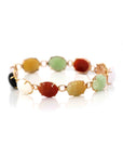 Baikalla Jewelry Gold Jade Bracelet 14k Yellow Gold Multi-Color Jadeite Jade Bracelet ( 7 in )