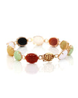 Baikalla Jewelry Gold Jade Bracelet 14k Yellow Gold Multi-Color Jadeite Jade Bracelet ( 7 in )