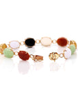 Baikalla Jewelry Gold Jade Bracelet 14k Yellow Gold Multi-Color Jadeite Jade Bracelet ( 7 in )