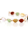 Baikalla Jewelry Gold Jade Bracelet 14k Yellow Gold Multi-Color Jadeite Jade Bracelet ( 7 in )