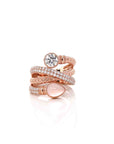 Baikalla Jewelry Sterling Silver Gemstone Ring 14k Rose Gold, Rose Quartz Ring With Moissanite