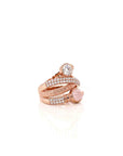 Baikalla Jewelry Sterling Silver Gemstone Ring 6 14k Rose Gold, Rose Quartz Ring With Moissanite