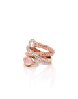 Baikalla Jewelry Sterling Silver Gemstone Ring 14k Rose Gold, Rose Quartz Ring With Moissanite