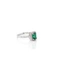 Baikalla Jewelry Gold Emerald Ring 18k White Gold AA Natural Emerald Ring with Diamonds