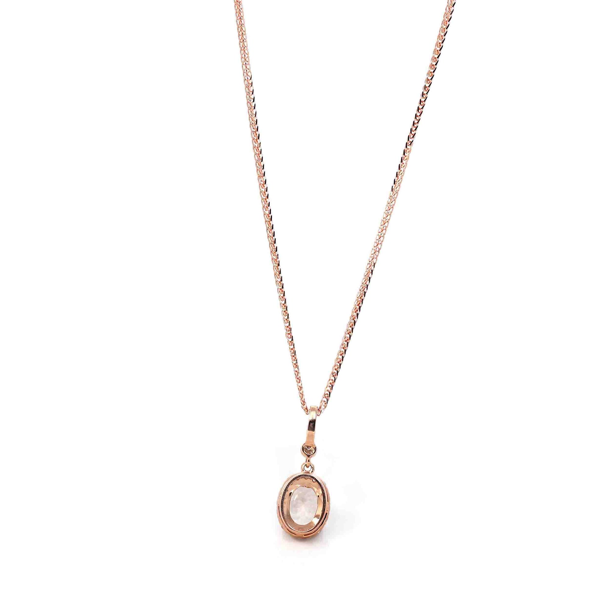 Baikalla Jewelry 14K Gold Morganite Necklace 14k Rose Gold Natural Champagne Morganite Pendant with Diamonds