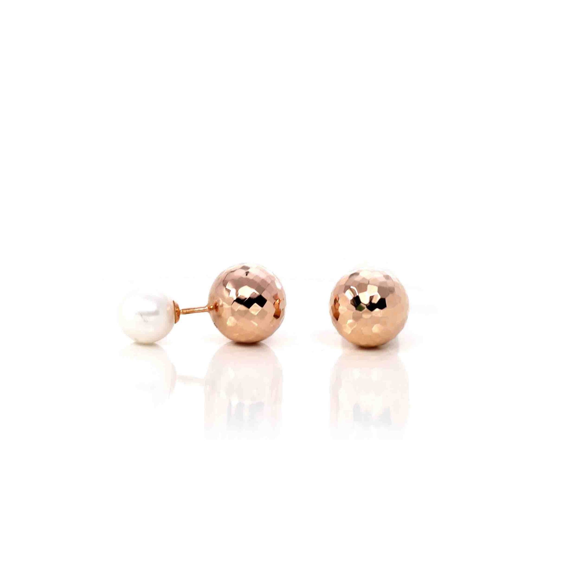 Baikalla Jewelry Gold Gemstone Earrings 18k Classic Rose Gold Pearl Earrings 2 in 1