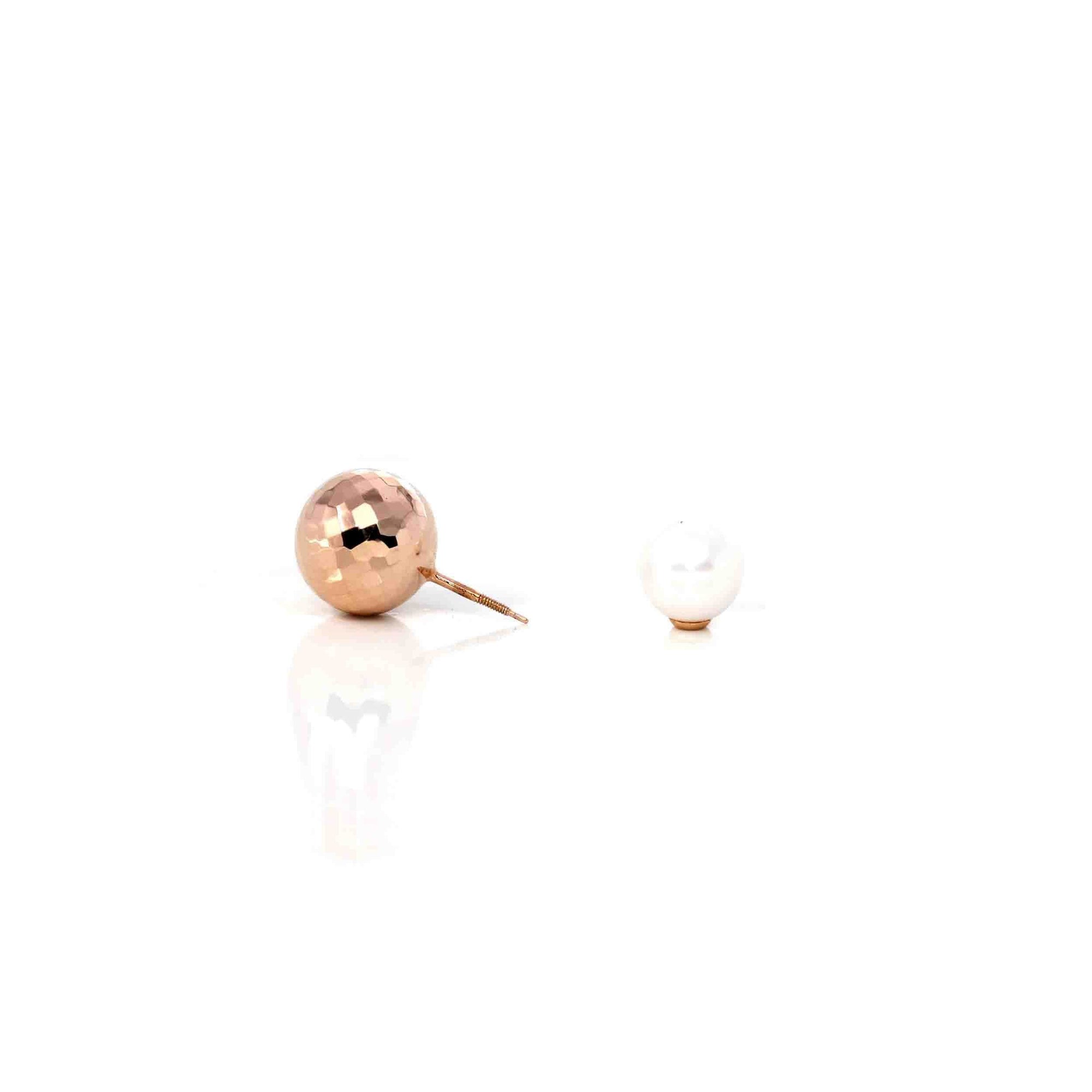 Baikalla Jewelry Gold Gemstone Earrings 18k Classic Rose Gold Pearl Earrings 2 in 1