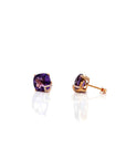 Baikalla Jewelry Gold Gemstone Earrings 18k Classic Rose Gold Natural AAA Amethyst Earrings