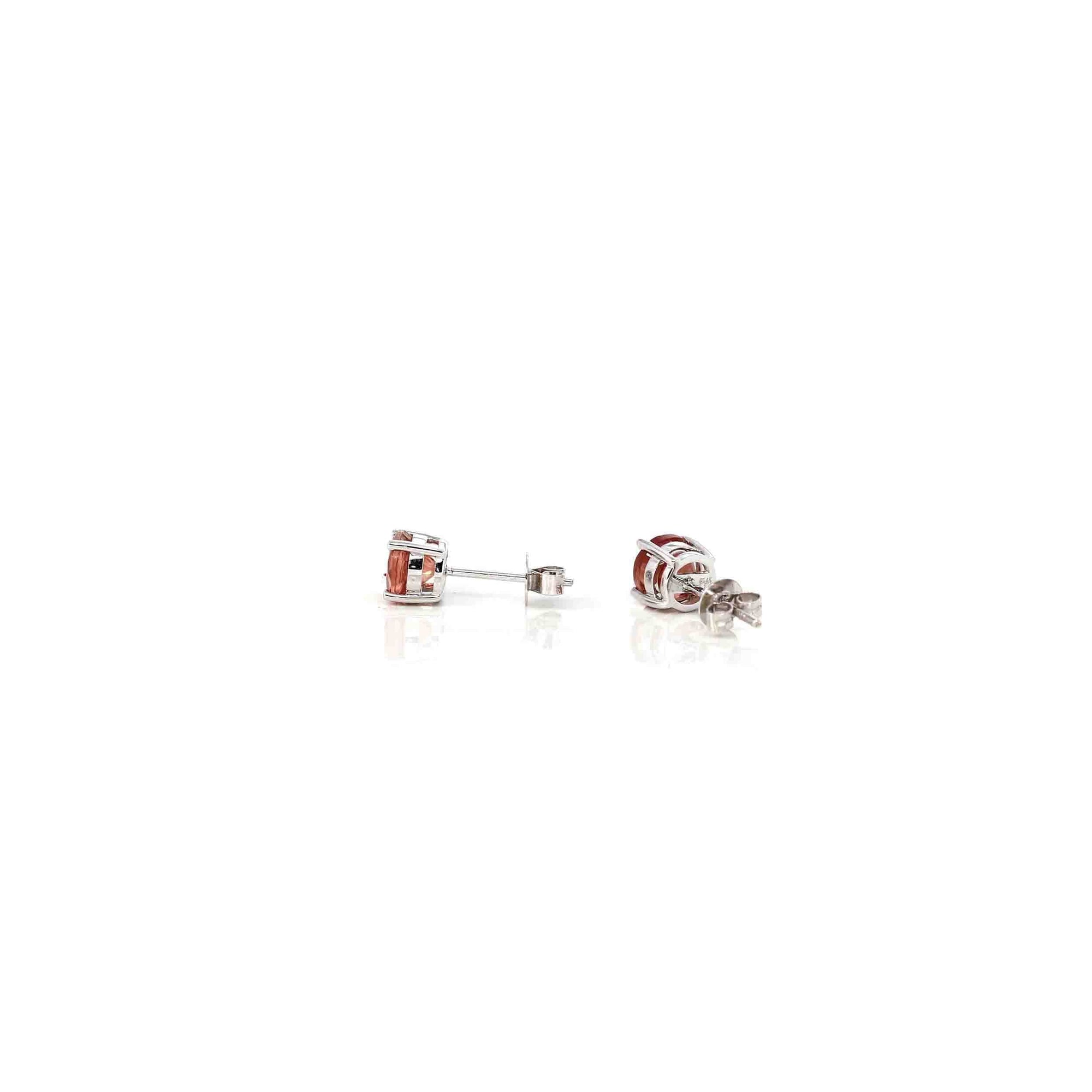 Baikalla Jewelry Gold Gemstone Earrings 14k White Gold Natural Red Sunstone Earrings