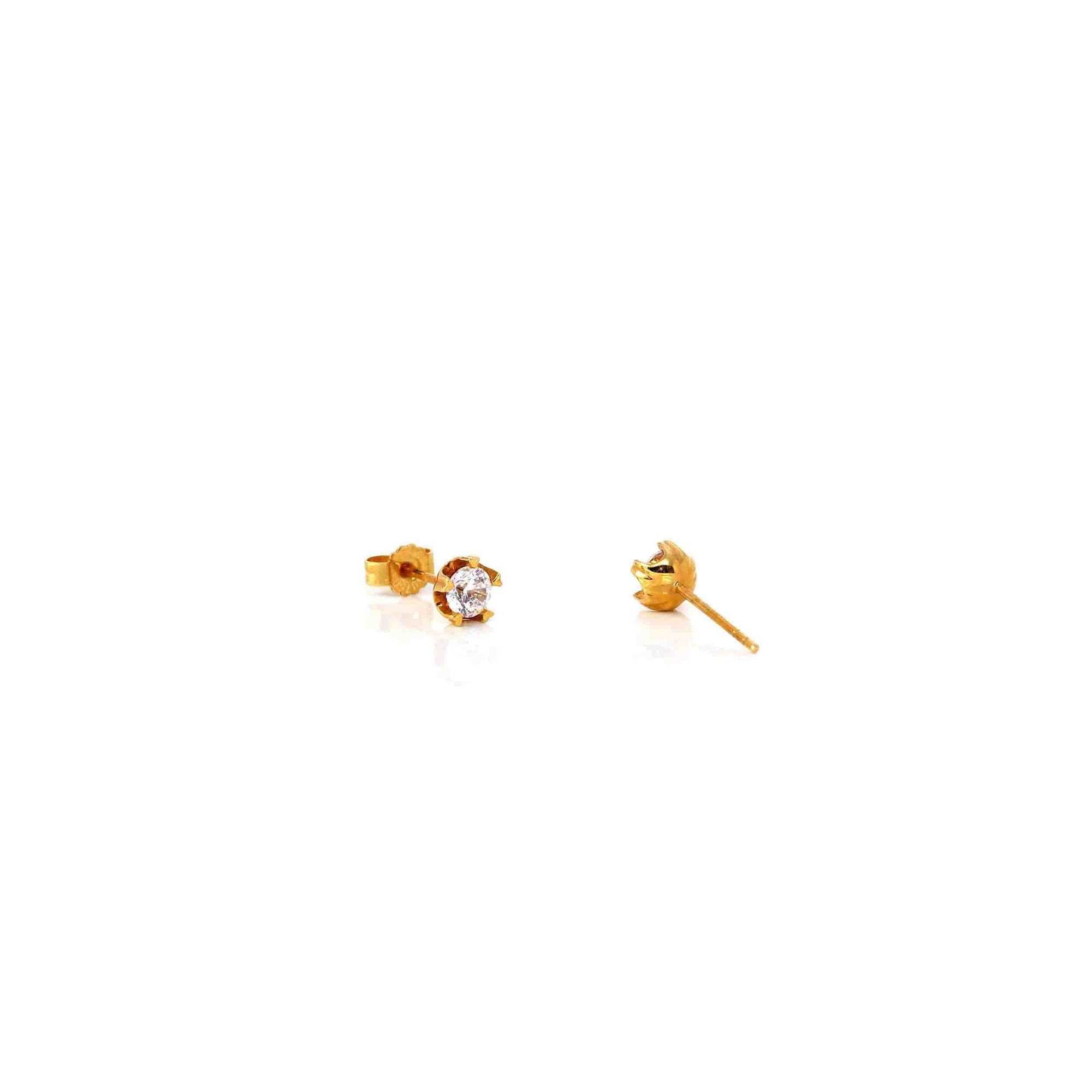 Baikalla Jewelry Gold Gemstone Earrings 18k Classic Yellow Gold CZ Earrings