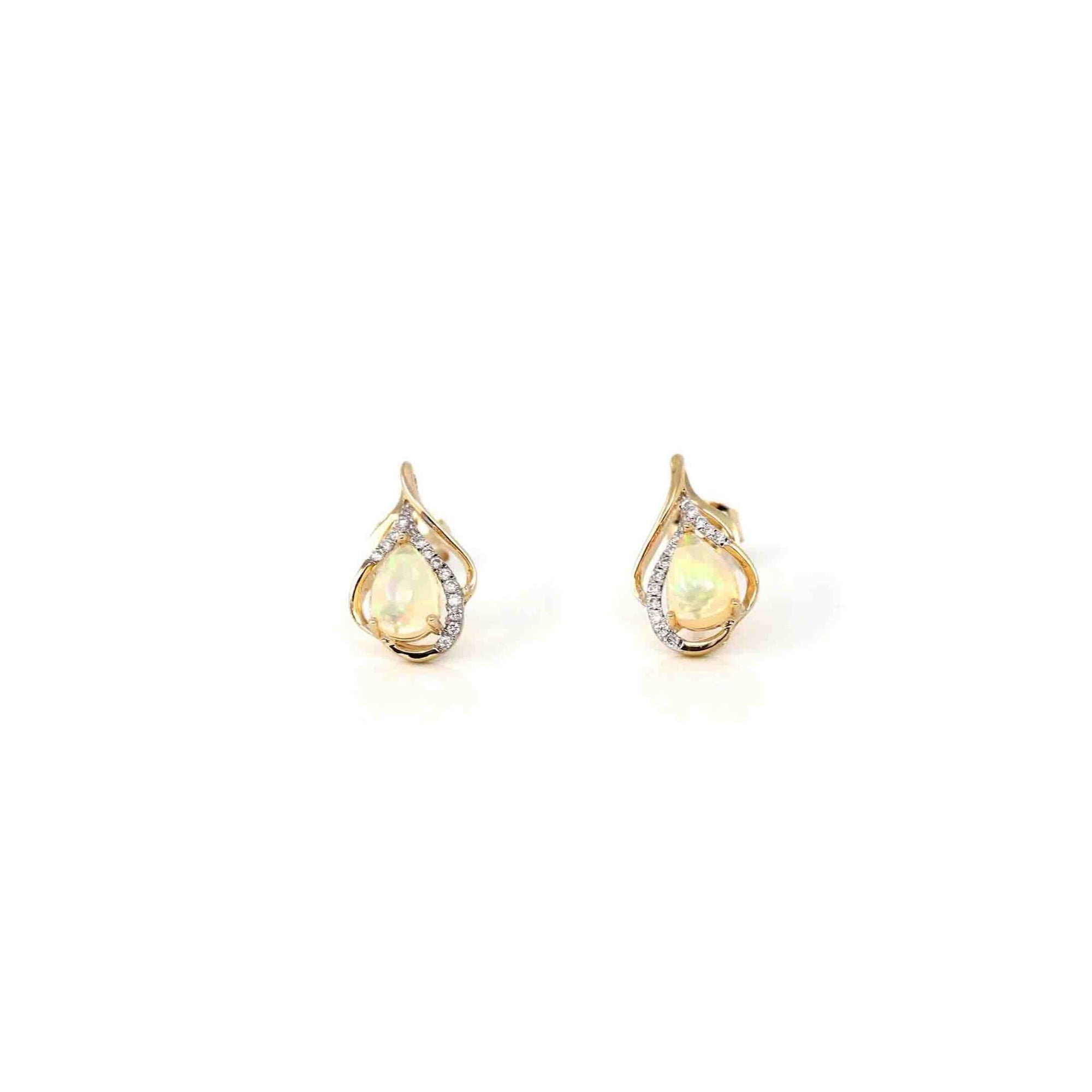 Baikalla Jewelry Gold Gemstone Earrings 14k Yellow Gold Natural Australian Opal Earrings