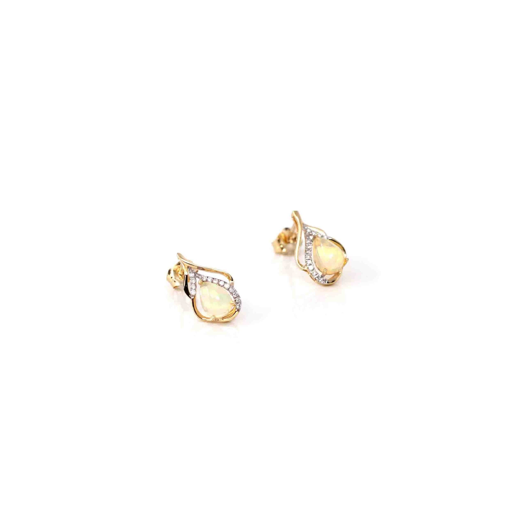 Baikalla Jewelry Gold Gemstone Earrings 14k Yellow Gold Natural Australian Opal Earrings