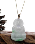 Baikalla Jewelry Jade Guanyin Pendant Necklace Nylon String Necklace "Goddess of Compassion" 14k Yellow Gold Genuine Burmese Jadeite Jade Guanyin Necklace With Good Luck Design