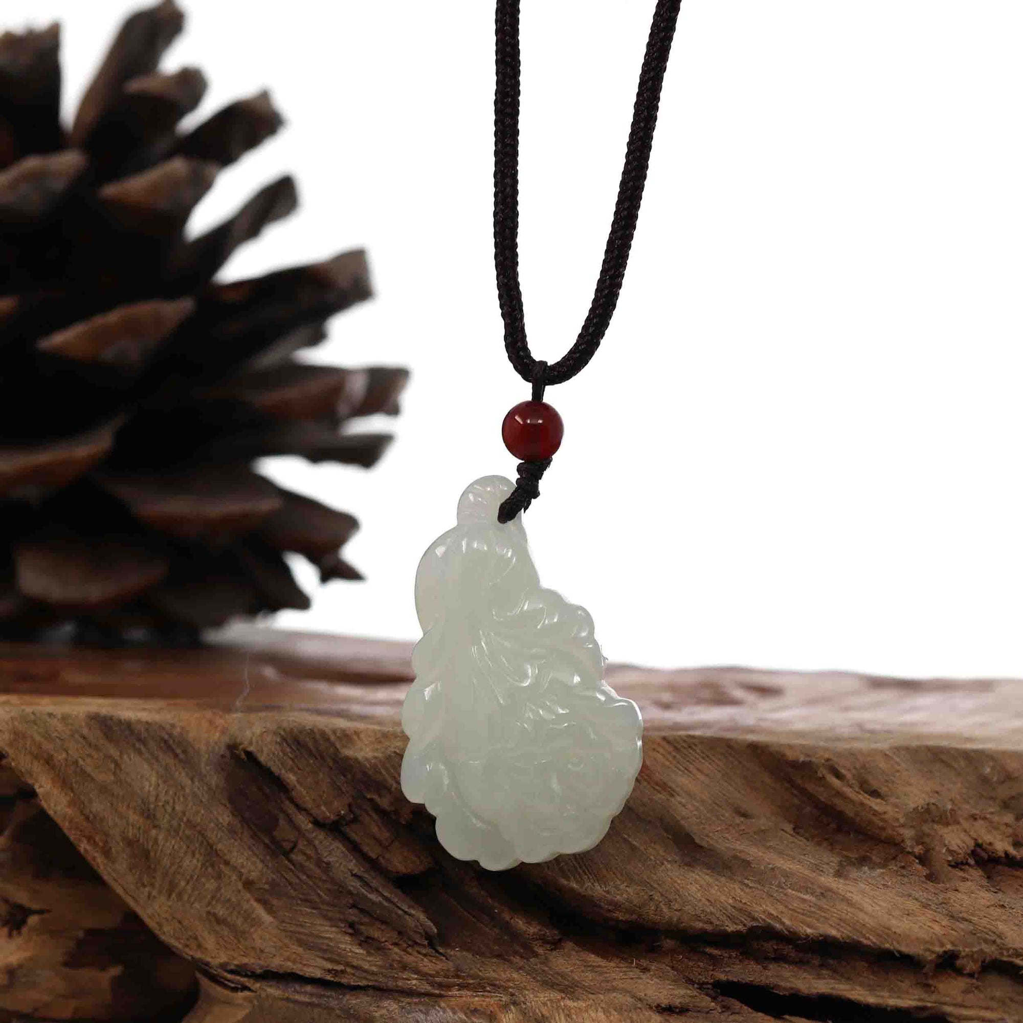 Baikalla Jewelry Jade Pendant Necklace Baikalla Genuine White Nephrite Jade BaiCai (Lucky Cabbage) Pendant Necklace