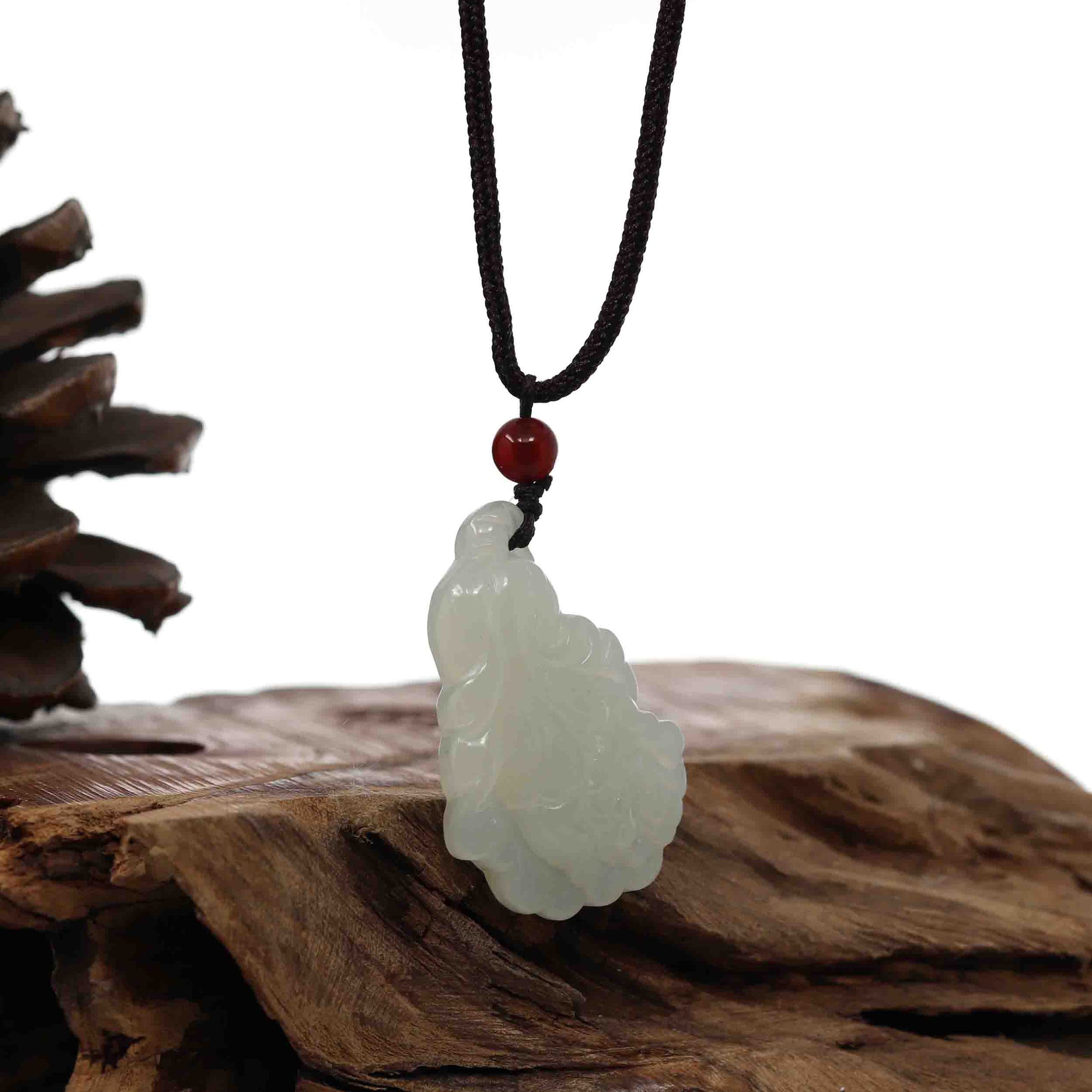 Baikalla Jewelry Jade Pendant Necklace Baikalla Genuine White Nephrite Jade BaiCai (Lucky Cabbage) Pendant Necklace