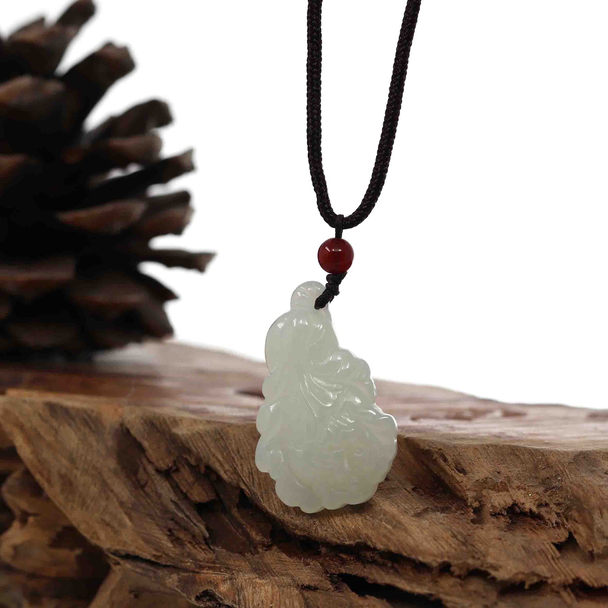 Baikalla Jewelry Jade Pendant Necklace Baikalla Genuine White Nephrite Jade BaiCai (Lucky Cabbage) Pendant Necklace