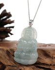 Baikalla Jewelry Jade Guanyin Pendant Necklace Baikalla "Goddess of Compassion" Genuine Burmese Jadeite Jade Guanyin Necklace With Good Luck Design 14K Gold  Bail