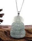 Baikalla Jewelry Jade Guanyin Pendant Necklace Baikalla "Goddess of Compassion" Genuine Burmese Jadeite Jade Guanyin Necklace With Good Luck Design 14K Gold  Bail