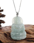 Baikalla Jewelry Jade Guanyin Pendant Necklace Baikalla "Goddess of Compassion" Genuine Burmese Jadeite Jade Guanyin Necklace With Good Luck Design 14K Gold  Bail