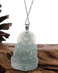 Baikalla Jewelry Jade Guanyin Pendant Necklace Baikalla "Goddess of Compassion" Genuine Burmese Jadeite Jade Guanyin Necklace With Good Luck Design 14K Gold  Bail