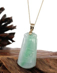 Baikalla Jewelry Jade Guanyin Pendant Necklace Baikalla Genuine Green Jadeite Jade Dragon Necklace With Gold Bail