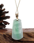 Baikalla Jewelry Jade Guanyin Pendant Necklace Baikalla Genuine Green Jadeite Jade Dragon Necklace With Gold Bail